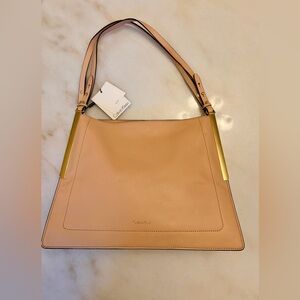 Calvin Klein Pink and Gold Leather Shoulder Bag
